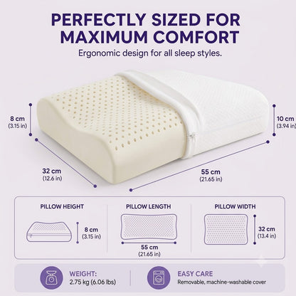 Almohada Cervical Ergonómica de Látex Natural